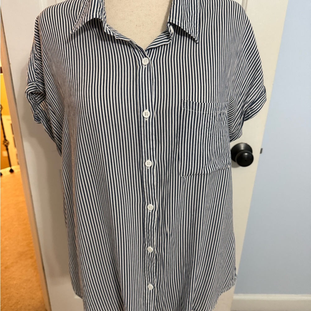 Blue and White Striped Shirt